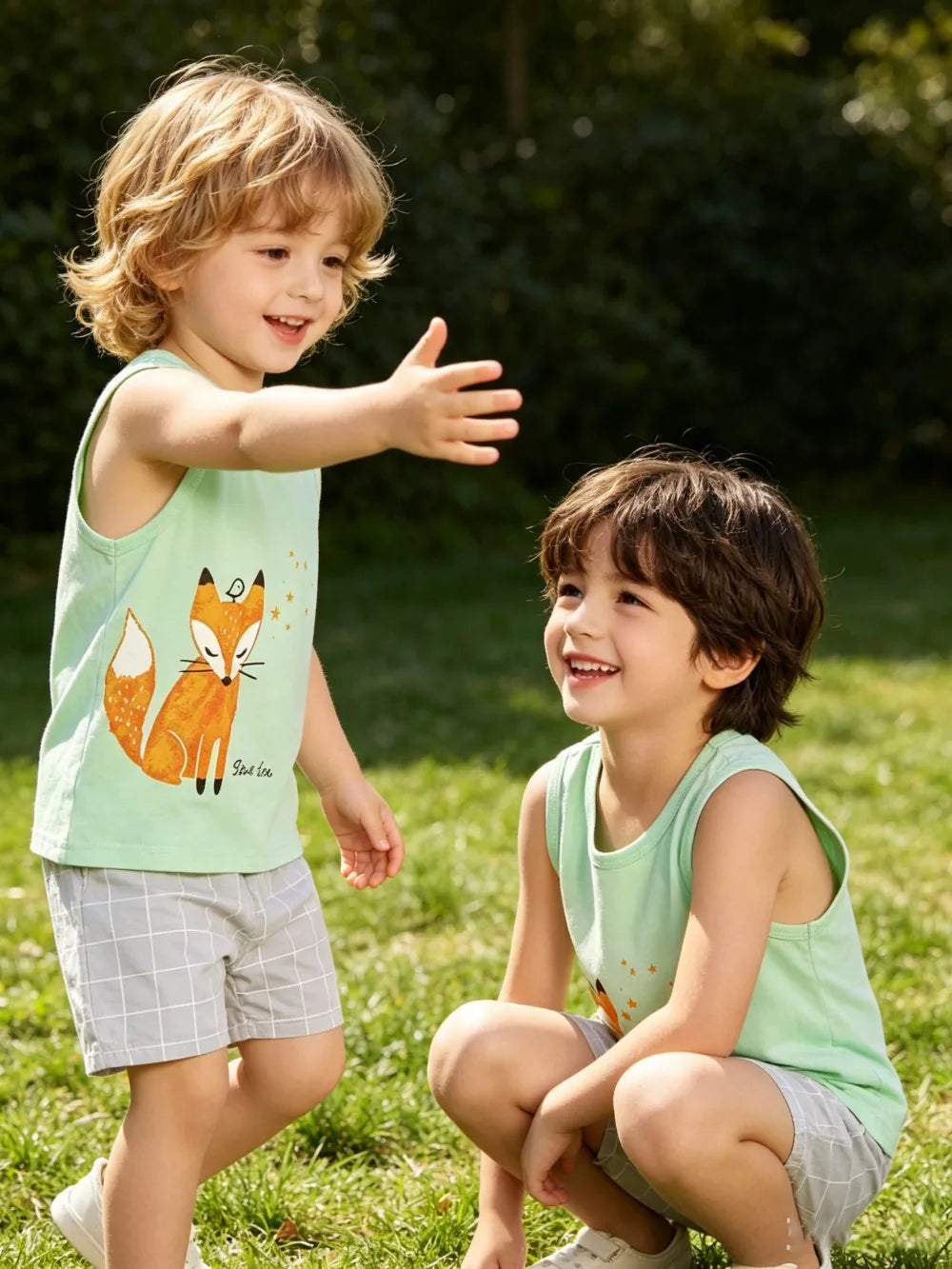 Summer Boys Clothing Sets Children's Sleeveless Cotton Clothes Kids Vest+Shorts 2pcs Boys Outfits Sportwear Cartoon Baby Sets