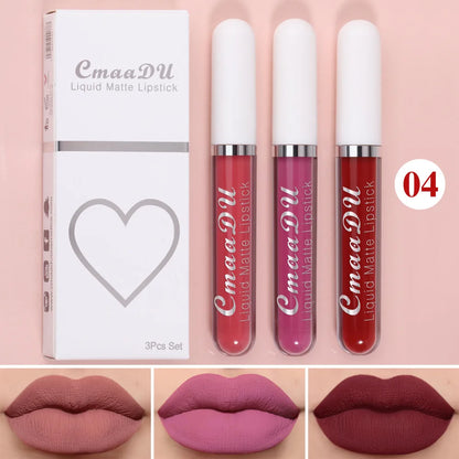 1/3pcs Matte Lipstick Set Liquid Waterproof Velvet Sexy Red Lip Gloss Kit Makeup Lasting Non-stick Cup Lip Tint Beauty Cosmetics