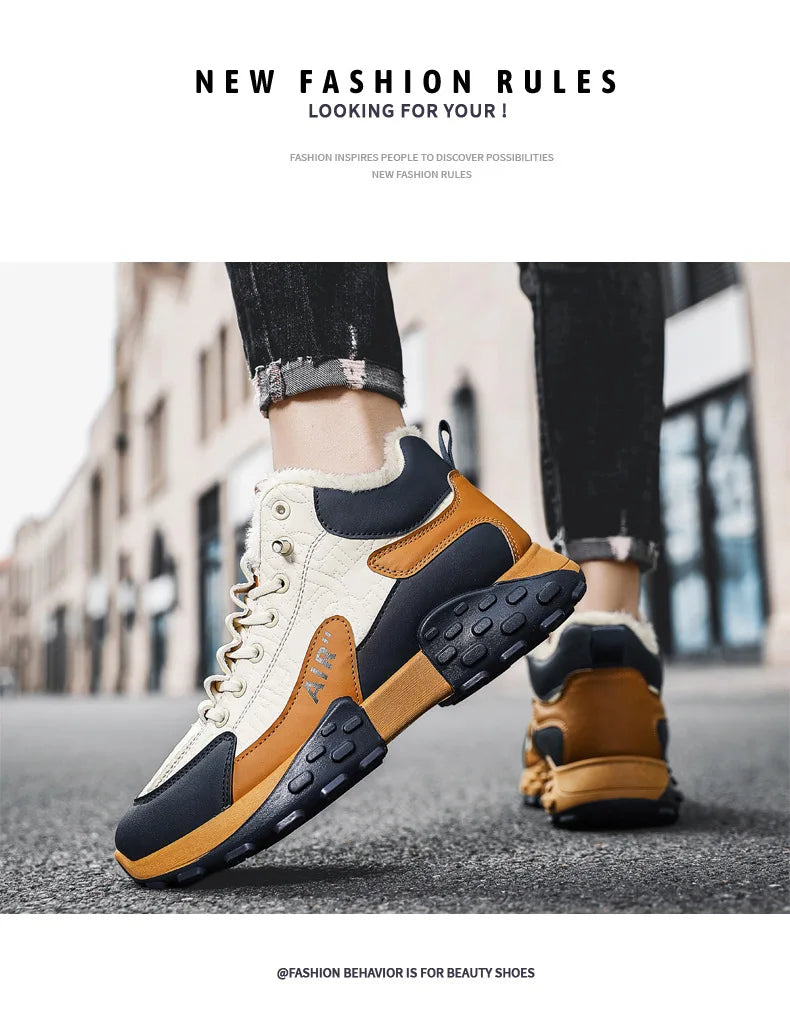 Men Platform Warm Cotton Shoes Male Thick Sneakers Winter Vulcanized Shoes Men Fashion Casual Running Shoe High Top Snow Boots