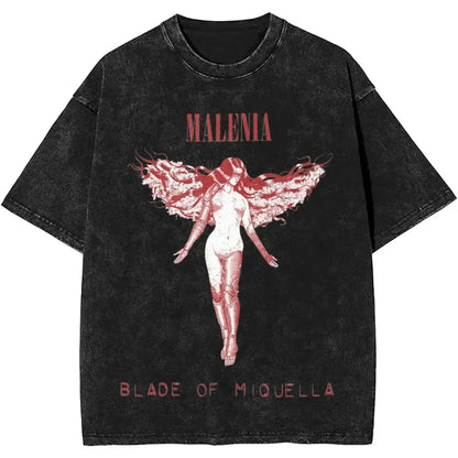 New Arrival Short Sleeved Round Neck Y2k Tshirt Men Clothing New in Top & Tees Mens T-Shirt Malenia Blade Of Miquella Washed