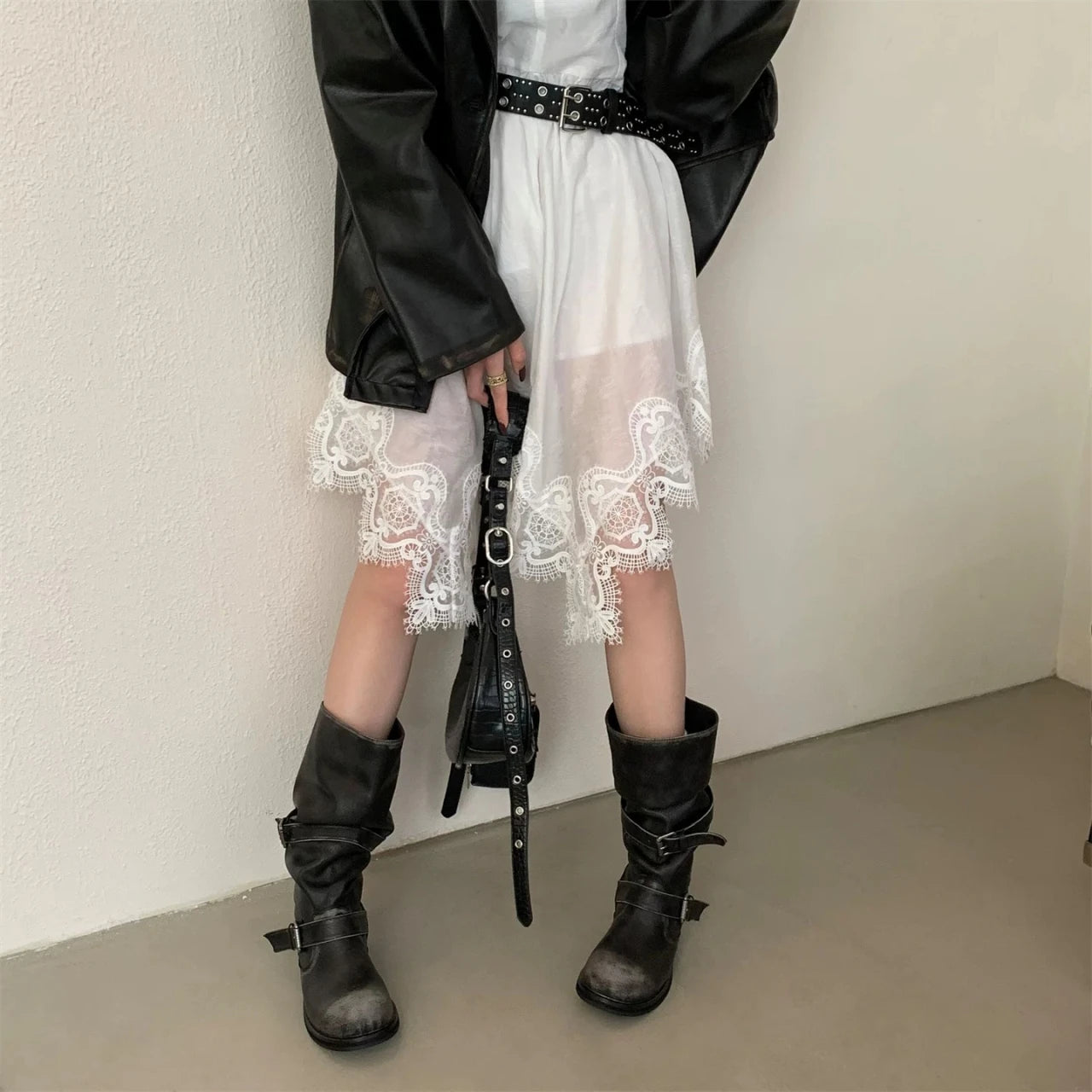 Women's Long Boots Fashion Dress Flats Shoes for Woman Designer Winter Motorcycle Boots 2025 Goth Chelsea Botas De Mujer Shoes