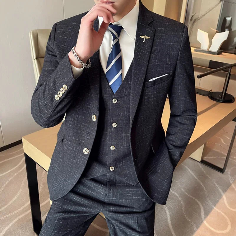 Traje De Boda De Alta Calidad Para Hombre, Traje Profesional De Negocios A La Moda, Chaleco Y Pantalones, Conjunto De 3/2 Piezas