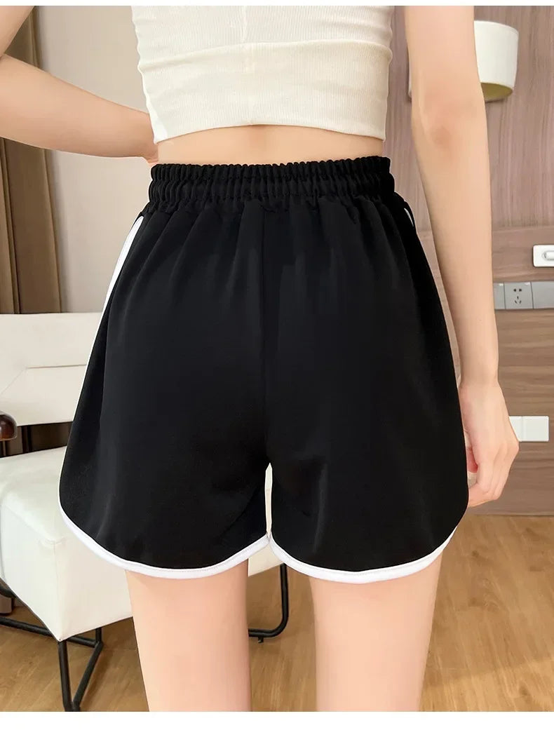 Women Striped Casual Shorts Korean Harajuku Loose All Match Sports Shorts Summer Fashion Simple Yoga Thin Mini Shorts Female