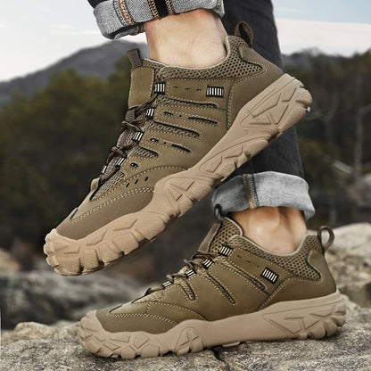 Retro Style Men's Outdoor Hiking Shoes Durable Waterproof Trekking Sneakers Non-Slip Sole Trainers Male Mountain Travel Footwear