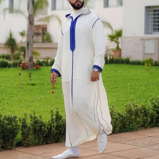New 2025 Traditional Muslim Clothing Eid Middle East Jubba Thobe Men Thobe Arab Muslim Robes with Long Sleeves Gifts for Husband