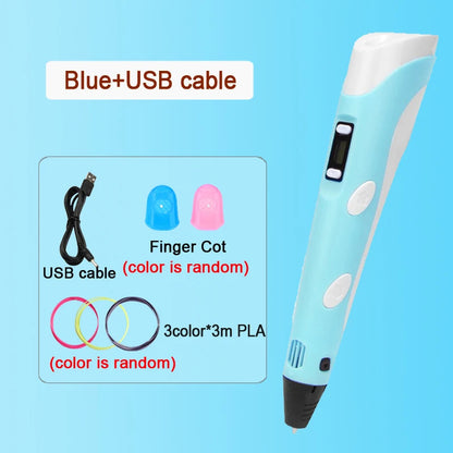 3D Printing Pen With LCD Screen Compatible PLA Filament Drawing Pen Safe Paiting for Children DIY Boys Girls Birthday Gifts