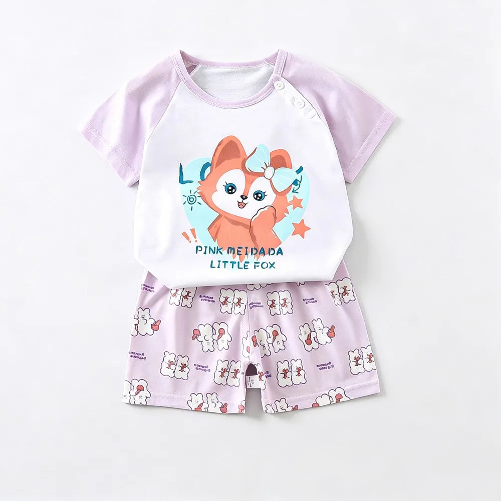 Kids Clothes Set Baby Boy/Girl T-Shirt + Shorts Summer Clothing Cotton Cartoon Casual Boys Tracksuit Children Baby Clothes Set
