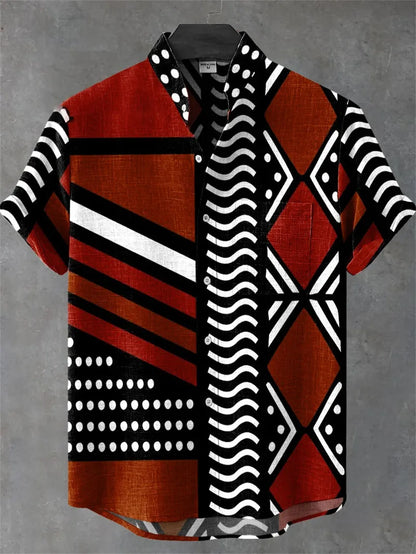 3D Men's Hawaiian Shirt Men's Linen Summer Stitching Retro Shirt Single Breasted Short Sleeved Top Camisa Hawaiana Hombre