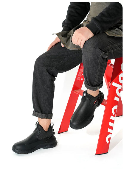Fashionable men's leather shoes Waterproof and anti slip chef shoes Wear resistant men's casual shoes oil resistance Chef's boot