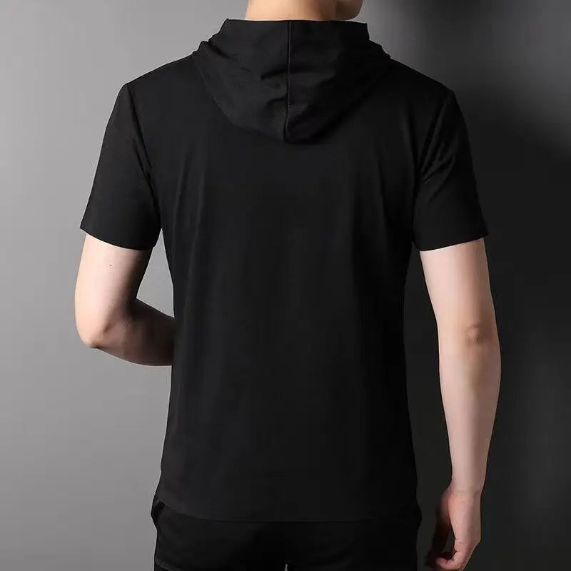 2023 Men Summer Trend Stand Collar Zipper Cardigan Shirts Solid Short Sleeve Comfortable Business Casual Top Ropa Hombre Camisas