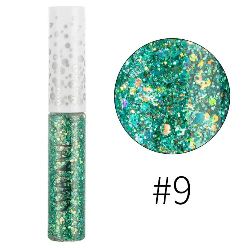 12 Color Liquid Glitter Eyeliner Pearl Shimmer Fashion Sequin Gel Waterproof Lasting Quick Dry Blue Silver Eyeliner Party Makeup