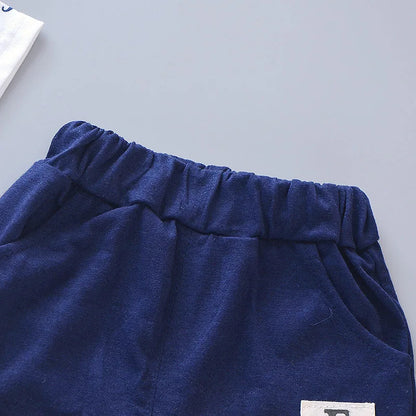 Summer New Cute Boy Suit Children's Printed Short-Sleeved Printed Shirt + shorts Suit Children's Cotton Cute Baby Clothes