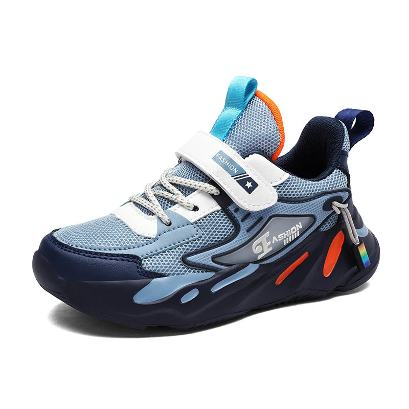 Kid Sneakers Sport Shoes for Boys Fashion Leather Children Breathable Mesh Comfort Shoes Casual Walking Outdoor Running Shoes