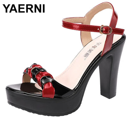 High quality summer leather sandals for women 8cm 10cm high heel 2024 size 32 33 43 platform open toe elegant shoe black white