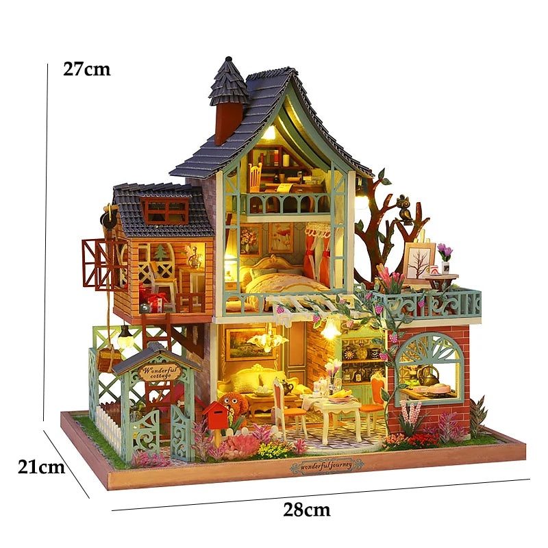 Wooden Miniature Doll House Kit 3D Puzzle Assembly Building Model Toy Home Bedroom Decoration With Furniture Adult New Year Gift