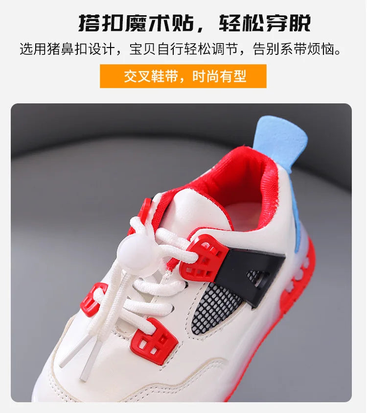 New Kid Shoes Fashion Versatile Comfort Boys Sneakers Breathable Non Slip Simple Casual Shoe LED Lightweight Classic Girls Shoe