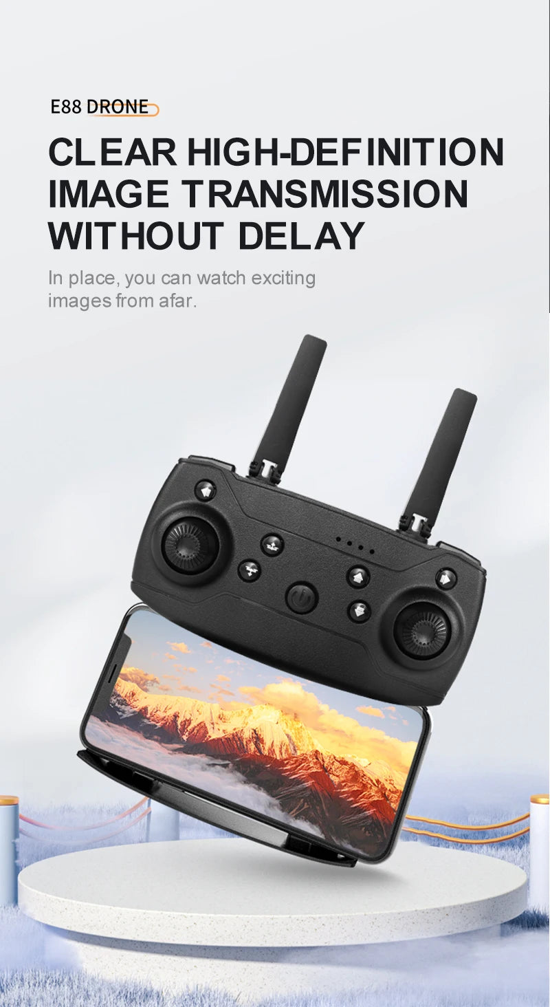 E88 ProIntelligent Folding Drone Supports single/Dual Camera Switching 4KPicture Quality+Wide-angle Shooting WiFiDirect Real-Tim