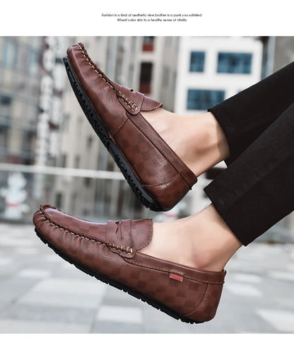 Men Shoes Casual Leather Mens Loafers Moccasins Designer Slip on Boat Shoes High Quality Chaussure Homme Plus Size 38-47