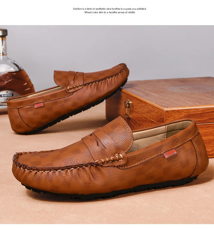 Men Shoes Casual Leather Mens Loafers Moccasins Designer Slip on Boat Shoes High Quality Chaussure Homme Plus Size 38-47