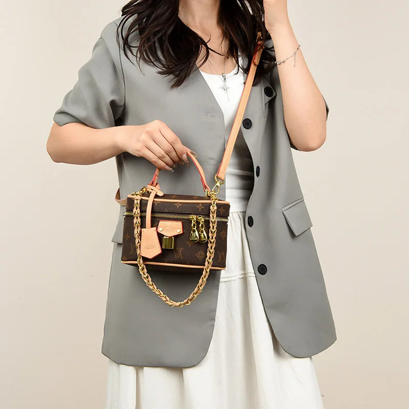 Structured Box Bucket Bag for Women Minimalist Crossbody Purse Elegant Shoulder Hand