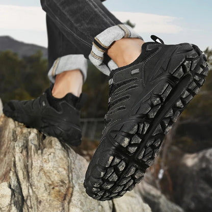 Retro Style Men's Outdoor Hiking Shoes Durable Waterproof Trekking Sneakers Non-Slip Sole Trainers Male Mountain Travel Footwear