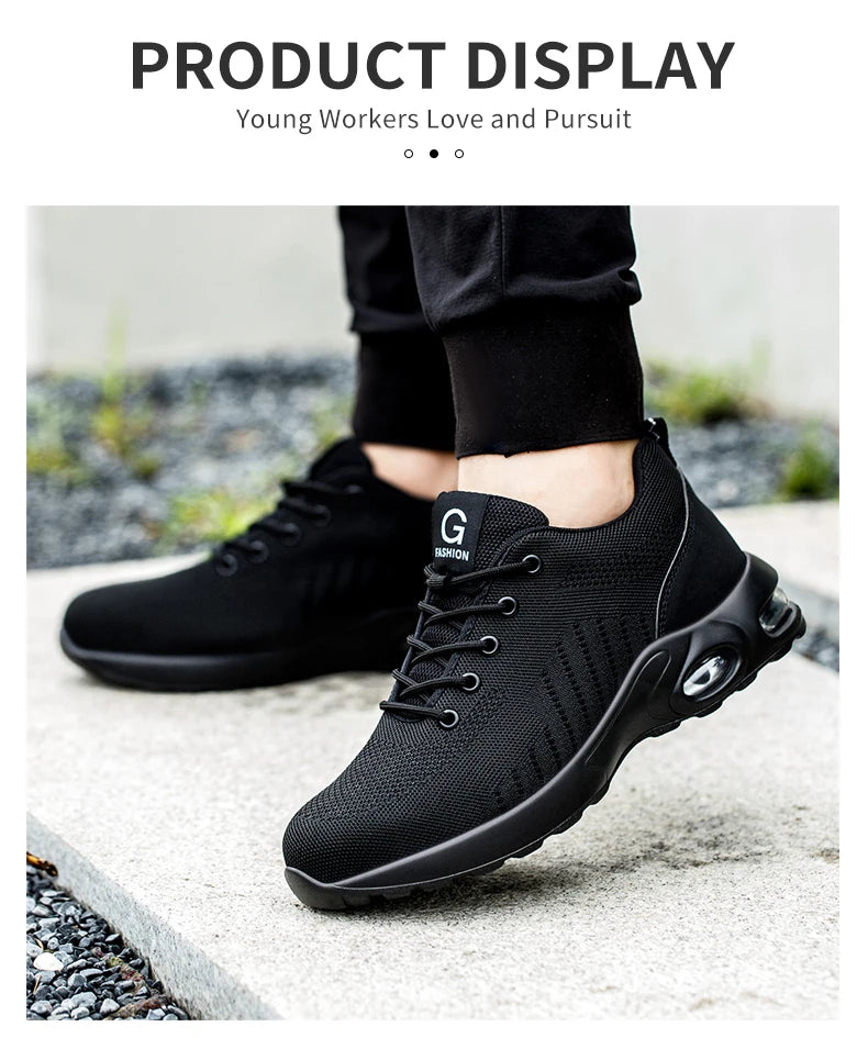 Air Cushion Work Safety Shoes For Men Women Breathable Work Sneakers Steel Toe Shoes Anti-puncture Safety Protective Shoe