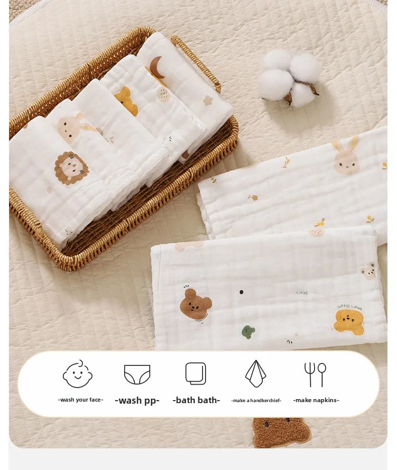 2PCS.Newborn 100% Cotton Gauze Burp Cloths—Ultra-Soft Baby Washcloths.Breathable,skin-friendly, super absorbent&easy to clean.
