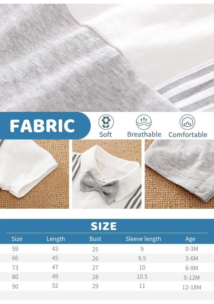 Newborn baby summer gentleman's short-sleeved cotton soft and comfortable one-piece suit Newborn baby summer gentleman's short-s