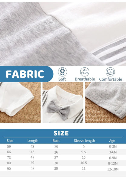 Newborn baby summer gentleman's short-sleeved cotton soft and comfortable one-piece suit Newborn baby summer gentleman's short-s