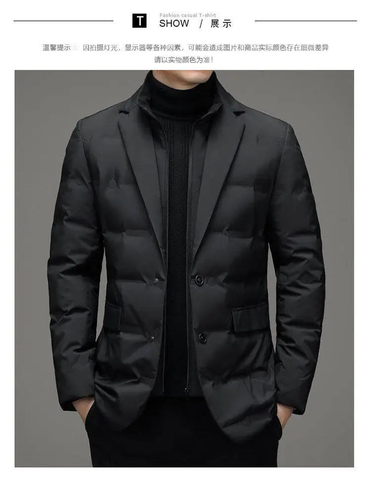 2025 High quality down jacket men winter business casual fashion handsome duck down medium long down jacket