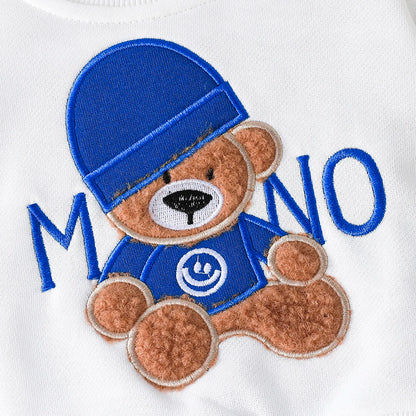 Terno For Kid 3-24Months Casual Cartoon Bear Long Sleeve tee and Navy Pants Outfit Toddler Infant Clothing Set Kids Wear