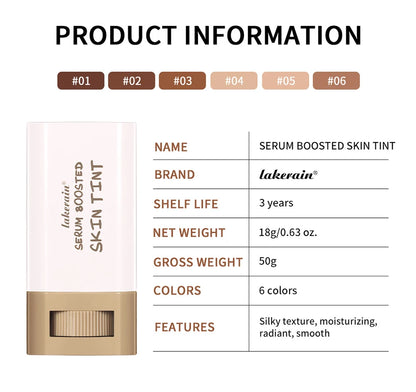 Skin Tint Foundation Stick 6 Colors Balm Serum Boosted Smooth Plumper Hight Coverage Travel Bronze Foundation Stick Makeup