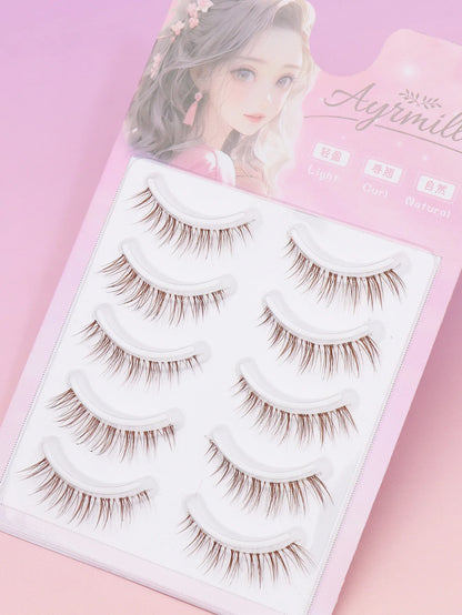 Christmas new 5 Pairs Brown Lashes 3D Mink  Natural Long False Eyelashes Dramatic Volume Fake Lashes Makeup Eyelash Extension