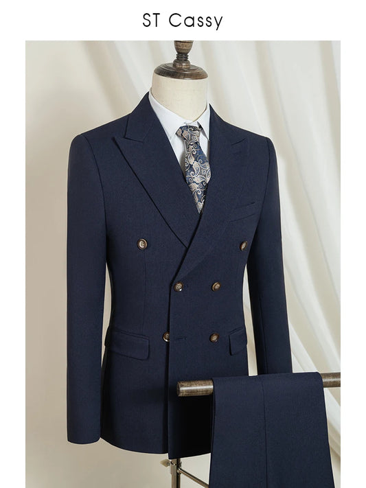 ST Cassy dark blue Elegant Man Suit 2 Pcs Set Modern Wedding Party Suits for Men Stylish Business office suit