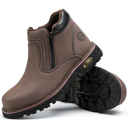 Anti Puncture Anti Smashing Work Boots Safety Steel Toe Shoes Men Waterproof Leather Boots Protective Shoes Safety Men Boots