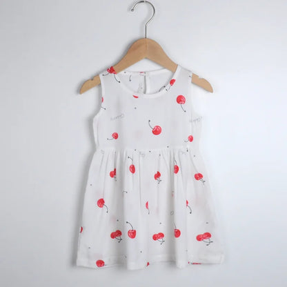 Girls Casual Dresses Flower Printing Sleeveless Casual Dress Toddler Clothes Flower Girl Dresses 2 To 8 Years