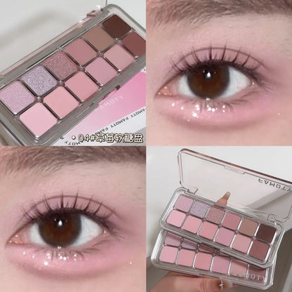12-Color Low Saturation Matte Eyeshadow Palette Tea Apricot Earth Tones Long Lasting All-Matte Eye Makeup for Daily Use
