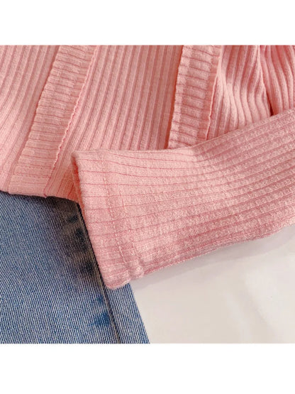 4-12 Years Teenger Girls Clothing Set Autumn Fashion Short Shirt + Letter Jeans 2Pcs Suit For Girl  Children Birthday Present