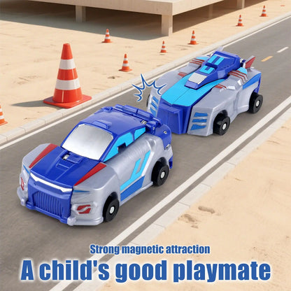 Magnetic 2-in-1 Transforming Car Toy for Kids – Unicorn & Dinosaur Robot, DIY Impact Deformation Racing Educational Gift