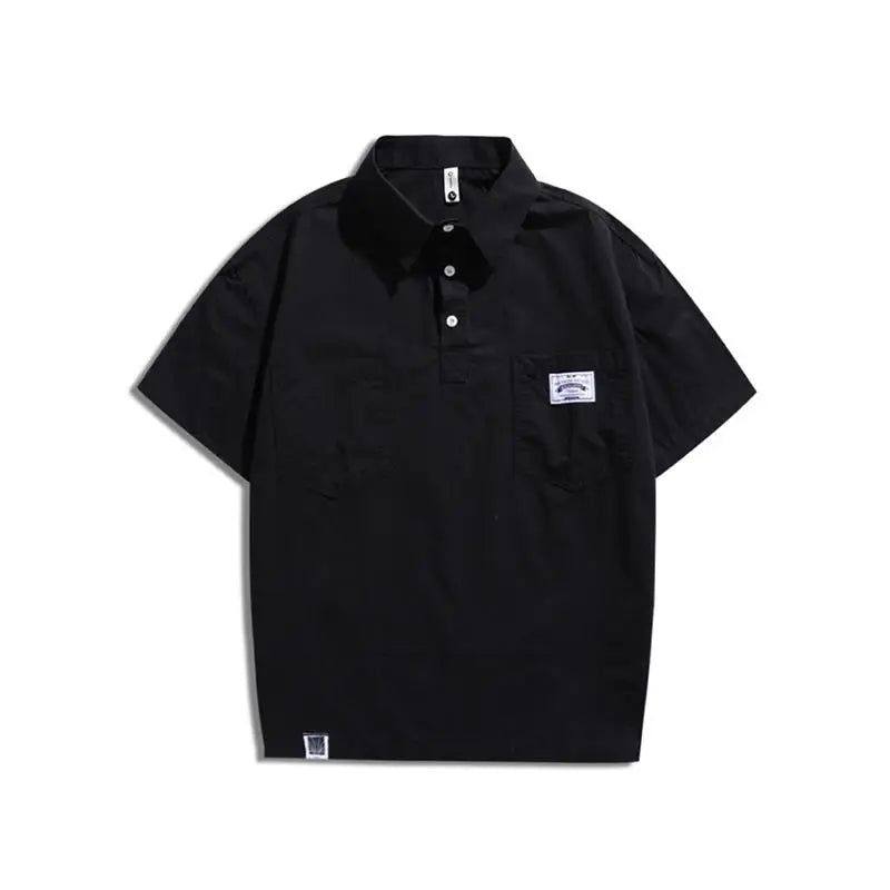 American Retro Men's  irt Summer Loose Workwear ort Sve T-irt Simple Sle Youth Trend ket Design Flat Iron