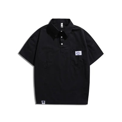 American Retro Men's  irt Summer Loose Workwear ort Sve T-irt Simple Sle Youth Trend ket Design Flat Iron