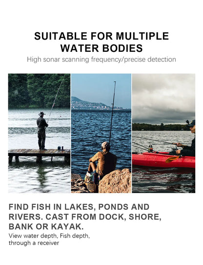 FFC1108-1 Alarm 100M Portable Sonar Fish Finders 45 degrees Sonar Coverage Echo Sounder Alarm Transducer Lake Sea Fishing