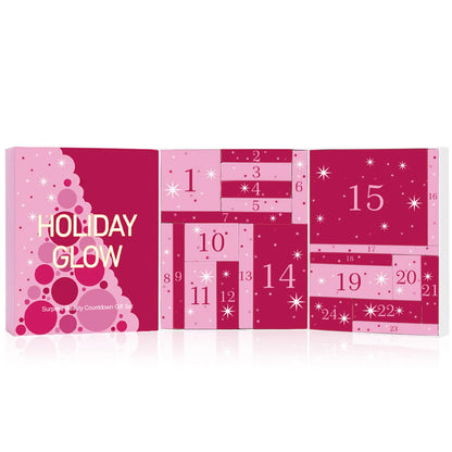 24-Days Makeup Box Countdown Calendar Eye Shadow Lipstick & Make-up Brush Beauty Advent Calendars For Women/Girls Surprise Gifts