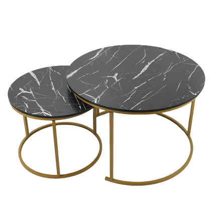 Coffee Table Set Minimalist Modern Nesting Round Center Table for Living Room Apartment Balcony Yard