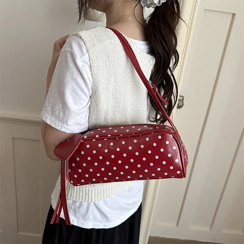Women's Polka Dot Shoulder Bag New Niche Design Underarm Bag Commute Crossbody Bag High Appearance Fashion Bag