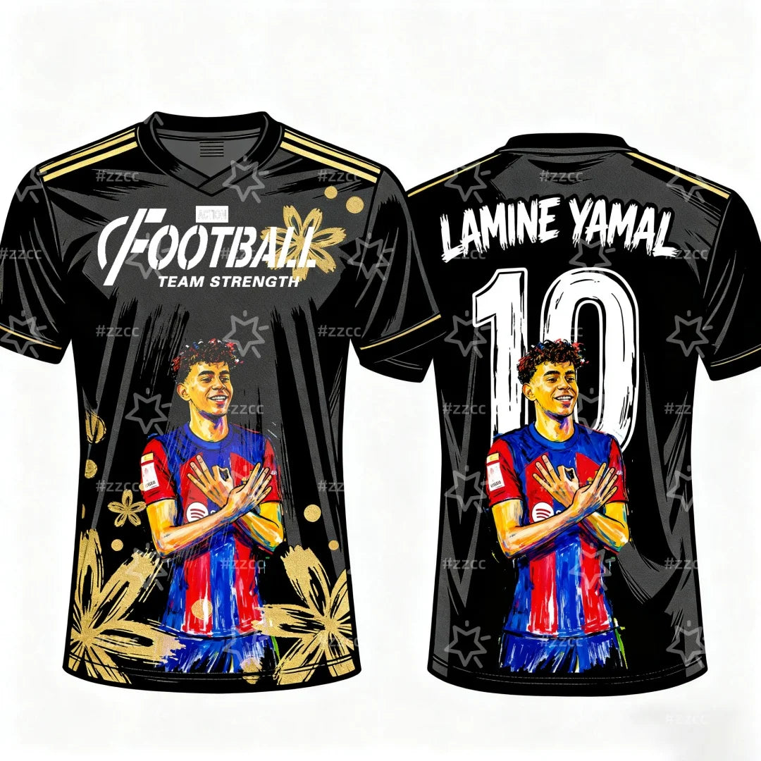 Yamal No. 10 football jersey match training suit 3d Printing Autumn Sports Dry Quickly Men's T-Shirt Kid's Clothing Tee Woman