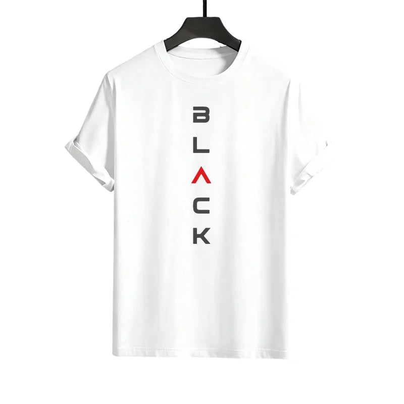 Male Spring Summer Home Outdoor Comfort Tees Set Black Letter Print Mens Tracksuit T-shirt + Pants Urban Causal Sports Outfit