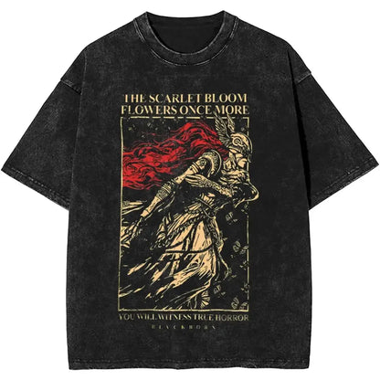 New Arrival Short Sleeved Round Neck Y2k Tshirt Men Clothing New in Top & Tees Mens T-Shirt Malenia Blade Of Miquella Washed