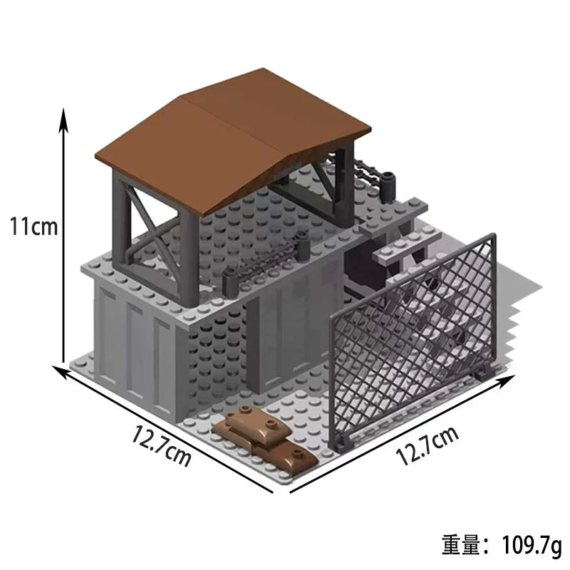 WW2 Military Army Soldiers World War 2 Military Base Observation Tower Model Assemble Building Blocks Bricks Children's DIY Toys