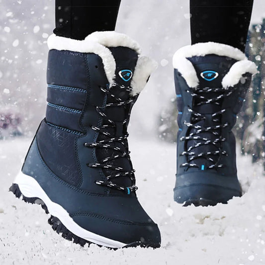 Women's Boots Women Heels Boots For Winter Shoes Woman Keep Warm Fur Botas Mujer 2025 Snow Boots Platform Shoes White Black Boot